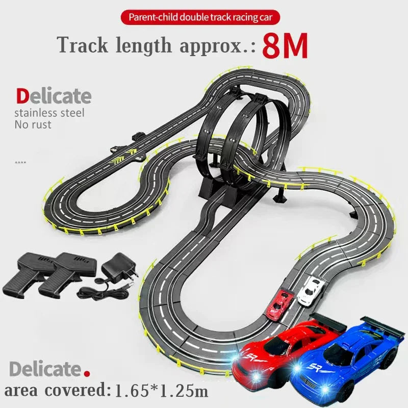 Electric Slot Track Set,1:43 Scale Dual Control Racing Car Toy, Large Double Player Racing Track Vehicle Gift for Boys Ages 8-10