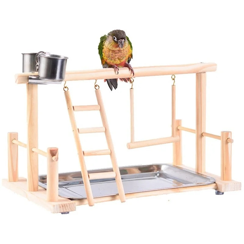 1Pc Pet Bird Toy Activity Center Birdcage Stands with Bird Perch Ladder Hammock Feeder Playground for Cockatiel Parrot