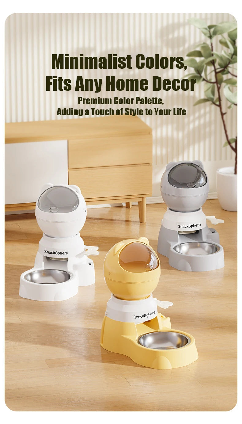 Push-Button Automatic Pet Feeder - Large Capacity Anti-Spill Food Dispenser for Cats & Dogs