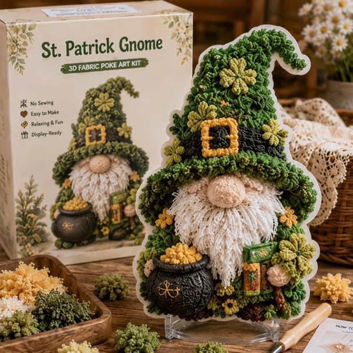 DIY Gnome Craft Kit Fabric Punch Needle 3D Seasonal Decoration No Sewing Holiday Gnome Decor Adult Beginner Kit