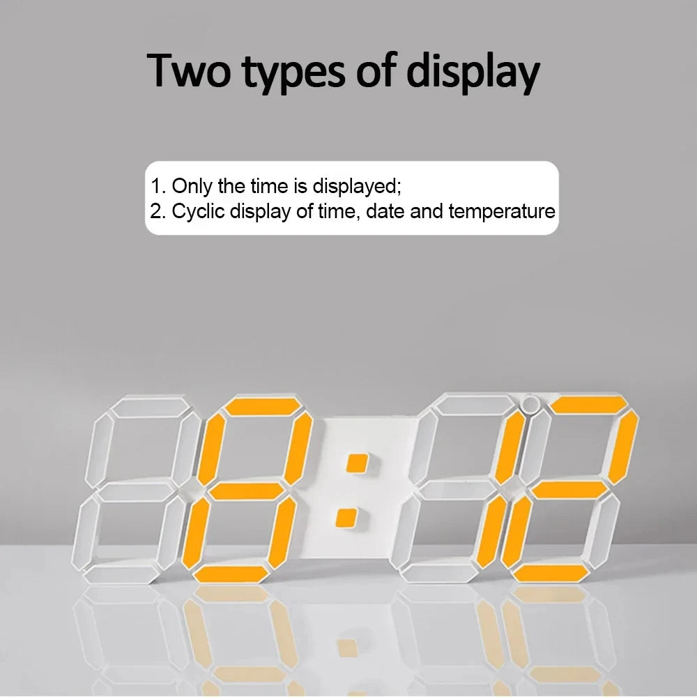 3D LED Digital Alarm Clock USB Charging Luminous Multifunctional Electronic Wall Clock Home Decorative Gift