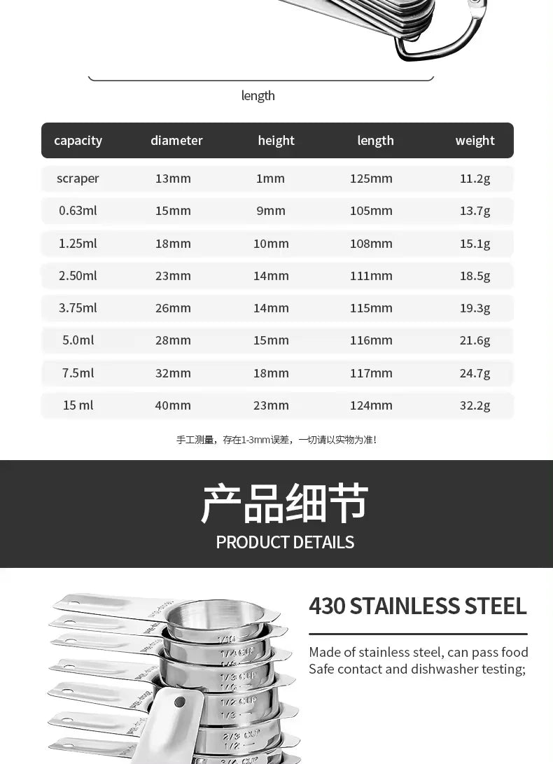 stainless steel measuring cup and spoon  Teaspoon measuring tools for cooking and baking
