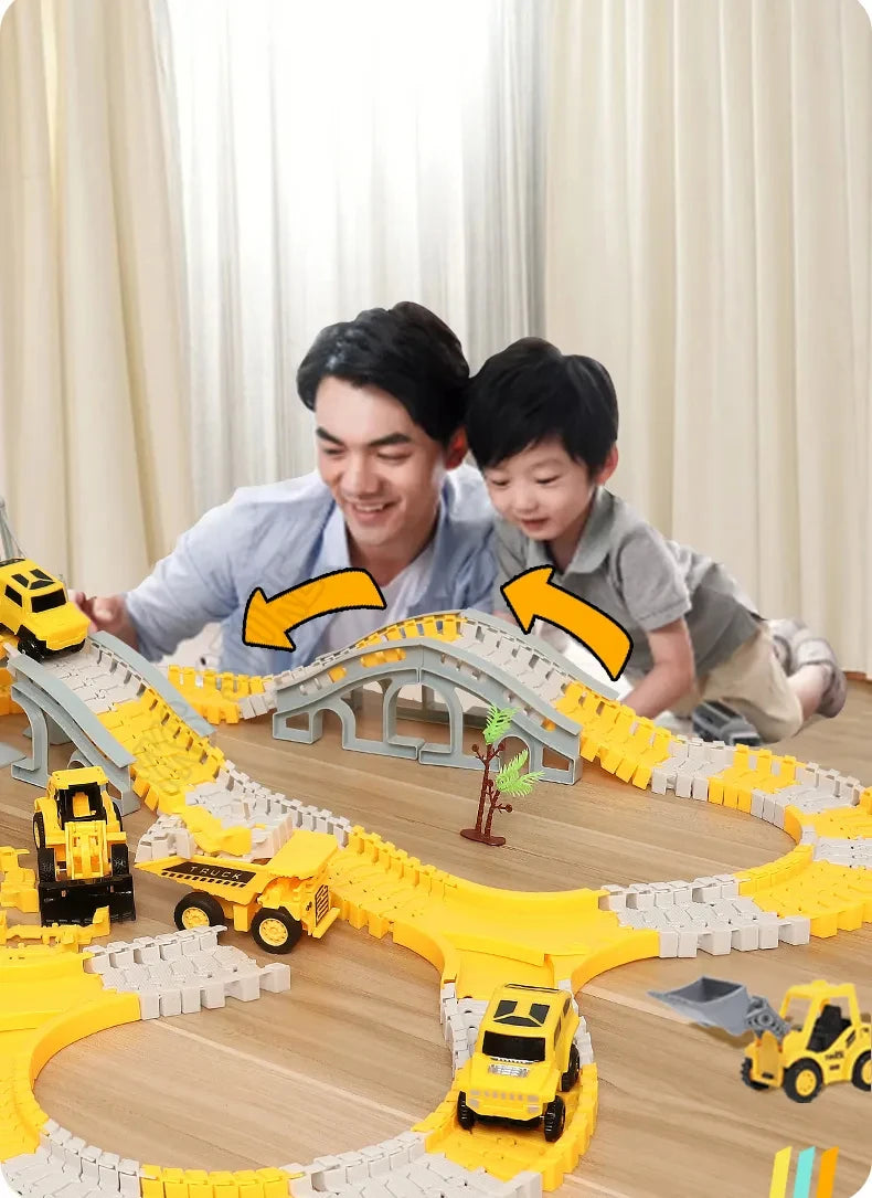 DIY Car Race Magic Rail Track Sets Brain Game Flexible Curved Creates Vehicles Toys Plastic Colored Railroad for Child's Gifts