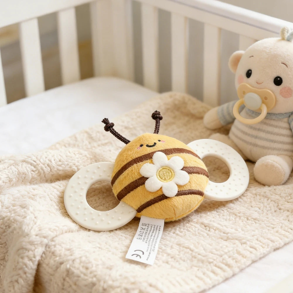 Baby Rattle Toy Baby Crib Moving Bell Felt Plush Bee Soothing Doll 0-12 Months Baby Montessori Sensory Touch Toy Newborn Gift
