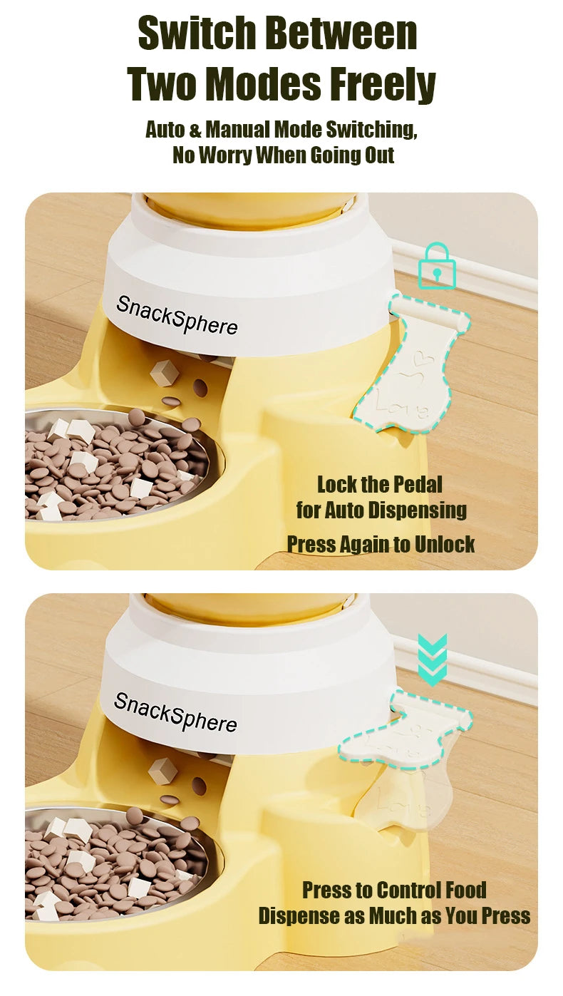 Push-Button Automatic Pet Feeder - Large Capacity Anti-Spill Food Dispenser for Cats & Dogs