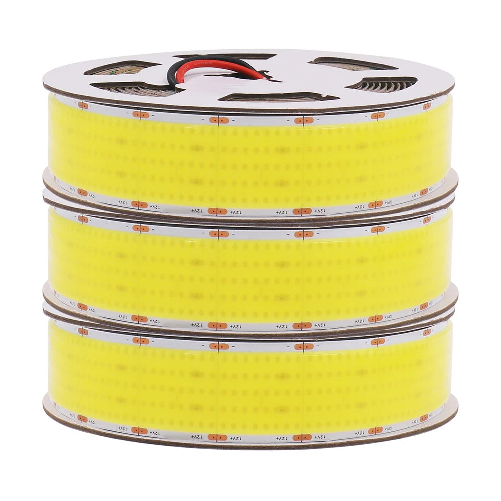 12V 24V COB LED Strip Light 1 2 5 Rows Super Bright 320 600 1600LED/M Flexible Tape High Density Linear Lights 3000K 4000K 6500K