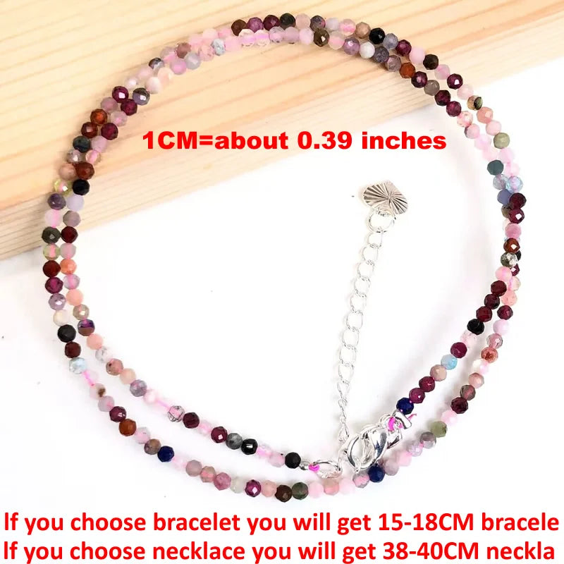 Natural Semi-precious Stone Necklaces for Women and Men Cut Angle 2mm Beads Crystal Necklace Bracelet Gem Zircon Agate Jewelry