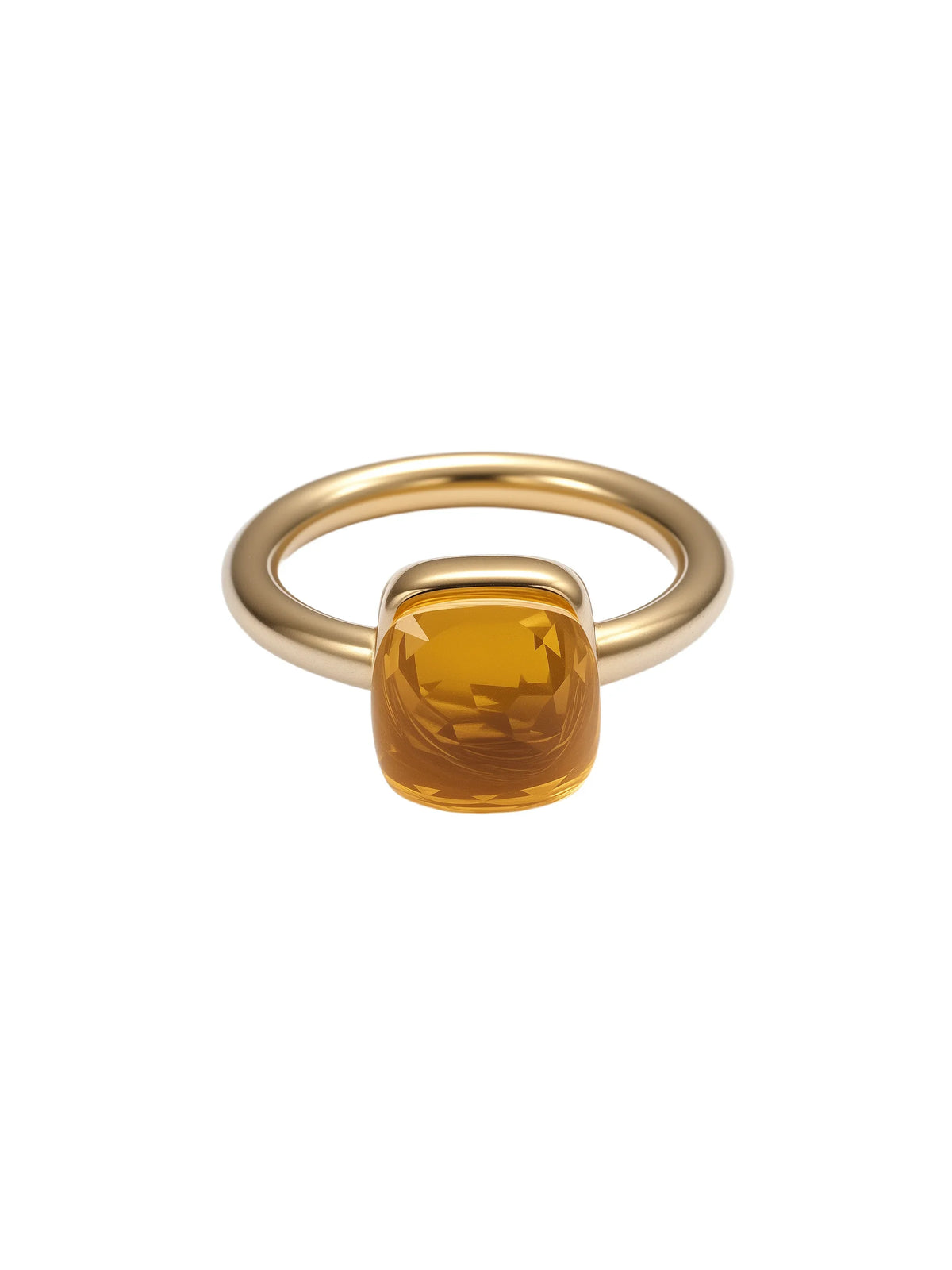 Colorful Crystal Nude Ring for Women 18K Gold Plated Stainless Steel Candy Color Square Stone Statement Rings Jewelry Gift