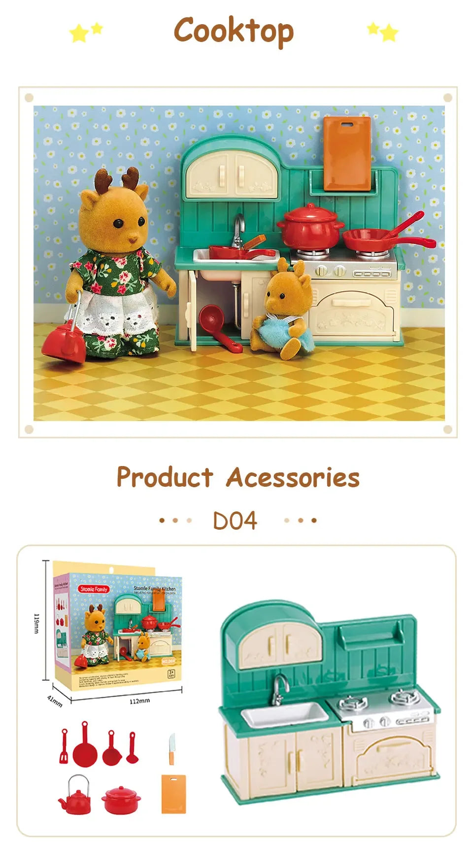 Toys Doll Forest Family Montessori Kitchen Miniature Doll House 1/12 Toy Kitchen Accessories Dollhouse Furniture Toys for Girls