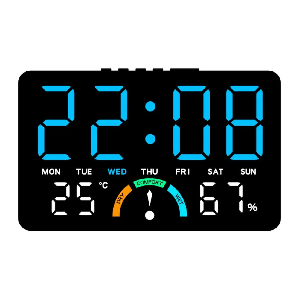 Wall-mounted Electronic Wall Clock Multi-functional Temperature Digital LED Clocks 12/24H Voice Control Display Table Clock