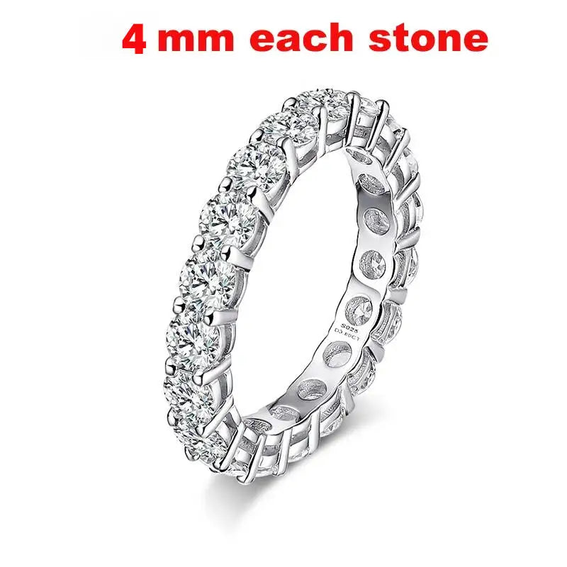 TY 2-5mm Full Moissanite For Women Sparkling Wedding Eternity Bands 100% S925 Sterling Silver Jewelry Classic Ring D VVS1