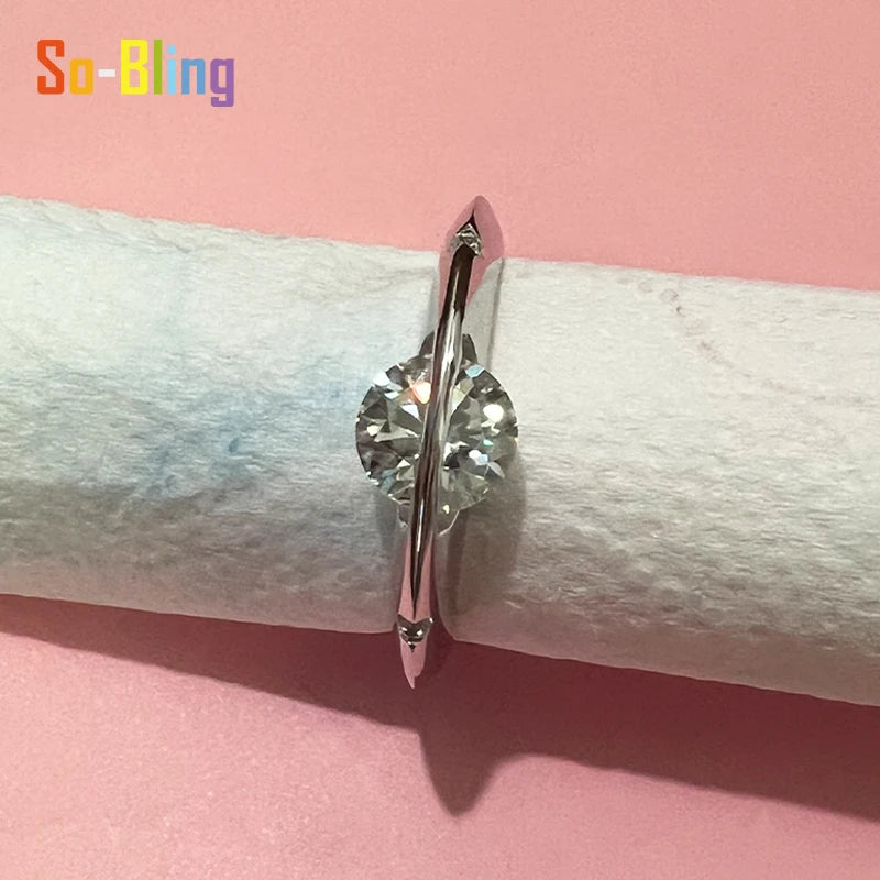 So-Bling 1ct Moissanite Ring 925 Sterling Silver Rotating Universe Star Rings for Women Elegant Fine Luxury Quality Party Gift