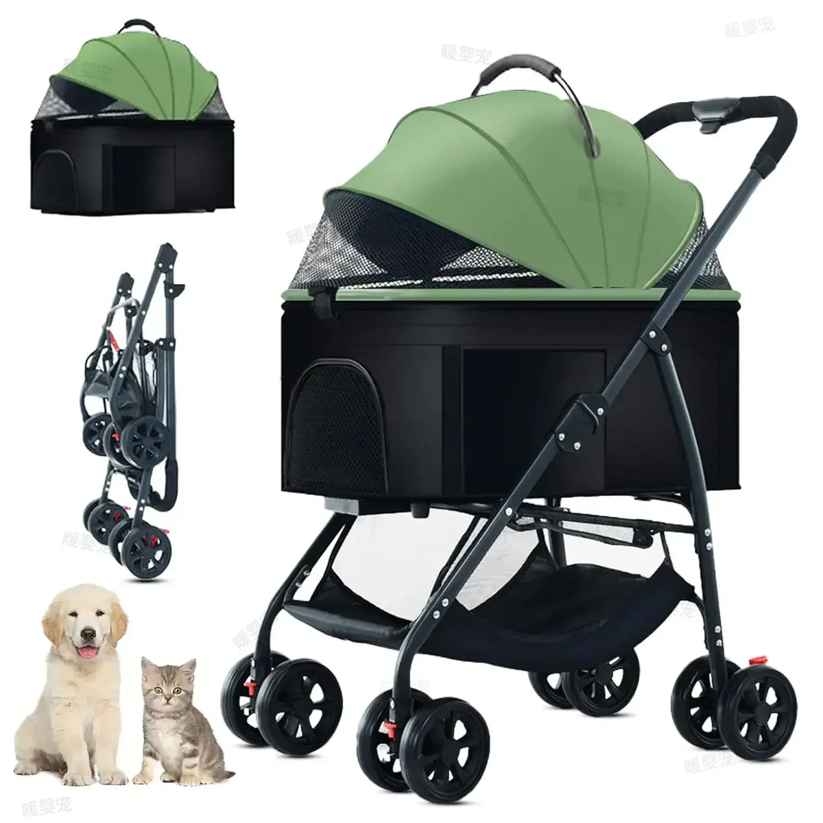 Foldable Pet Car Strollers 3in1 Outdoor Cart Specifically Designed for Walking Dogs Infants Medium-sized Small Dogs Cats