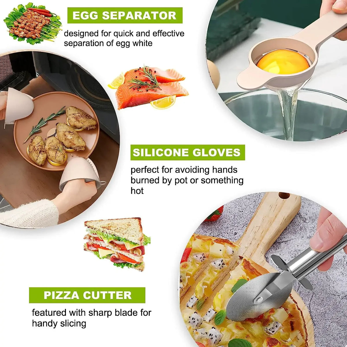 36pcs silicone utensil cooking set with holder