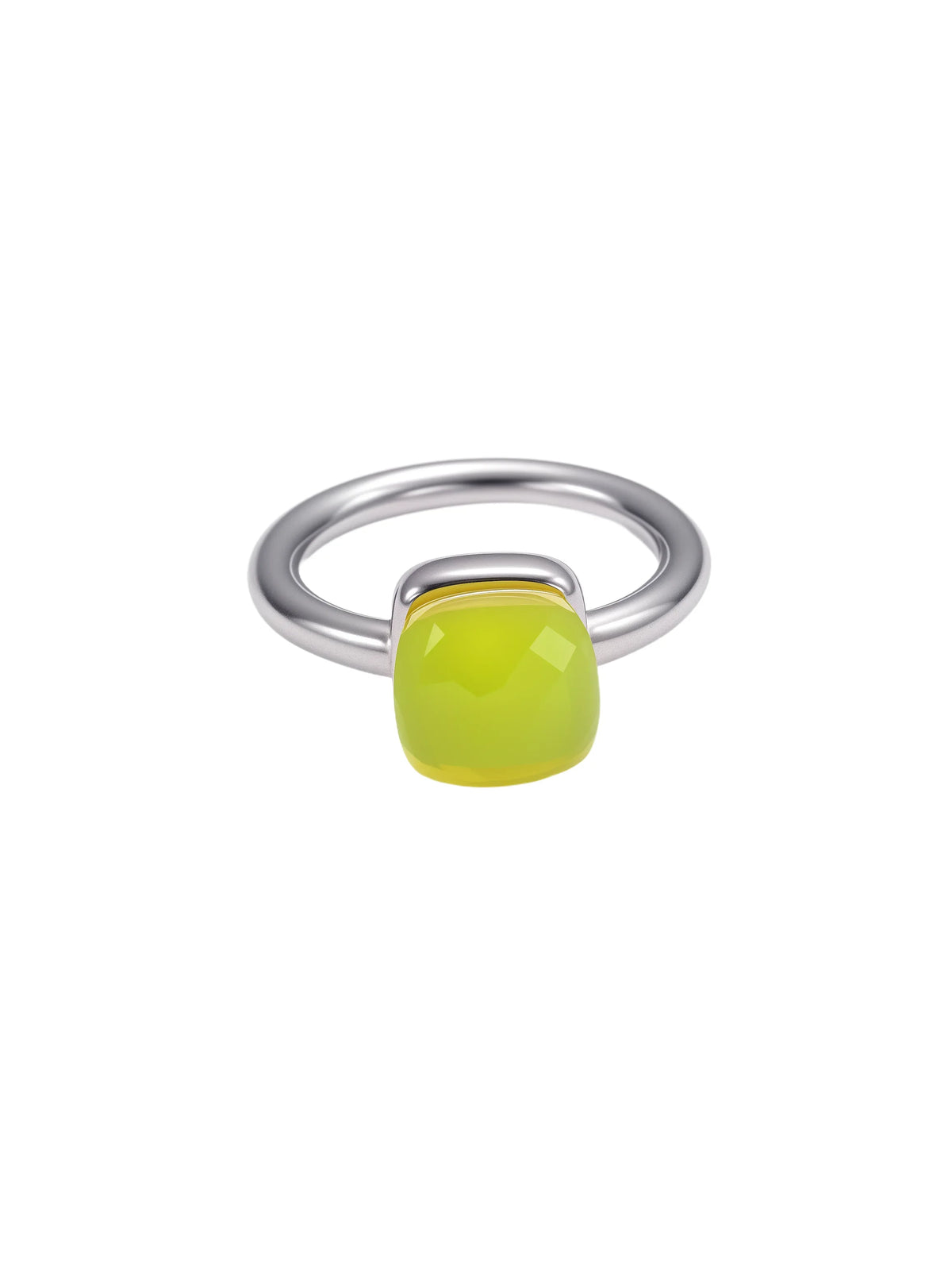 Colorful Crystal Nude Ring for Women 18K Gold Plated Stainless Steel Candy Color Square Stone Statement Rings Jewelry Gift