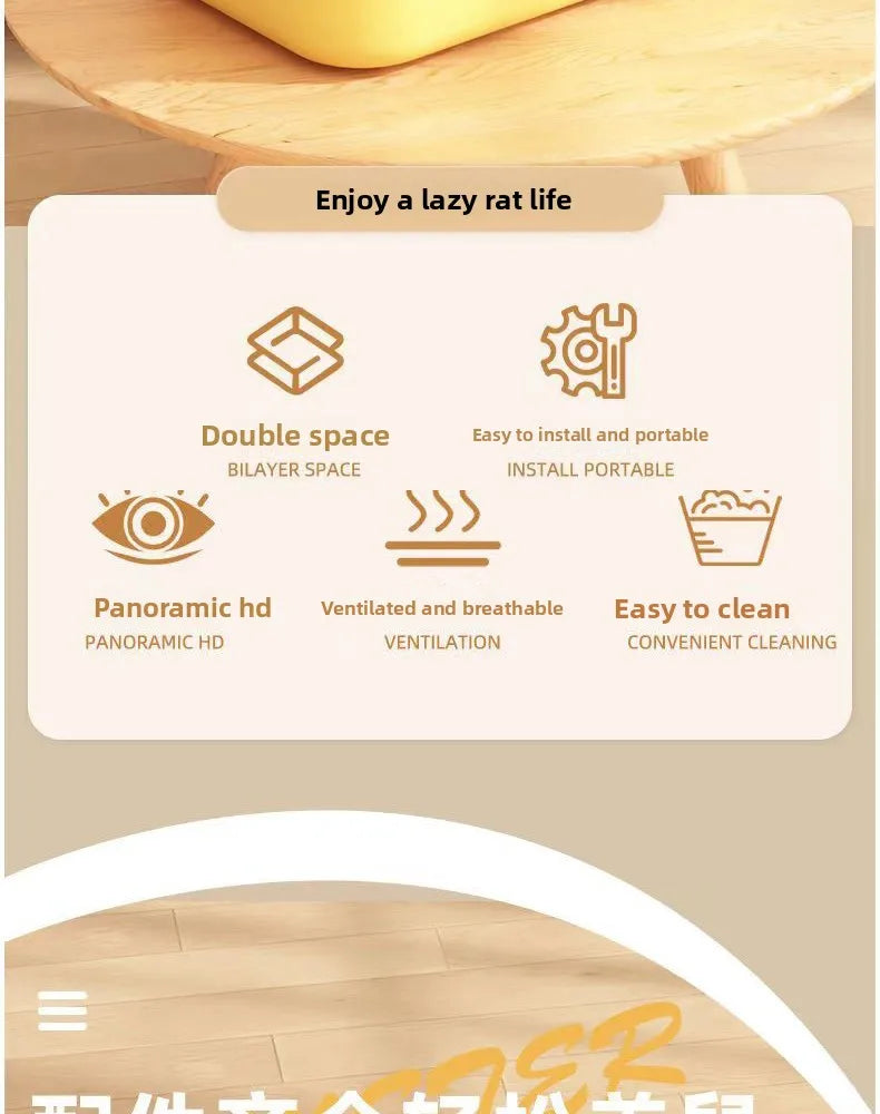 Plastic Hamster Cage, Transparent Panoramic View, Luxury Villa for Golden Hamsters, Double-Layered