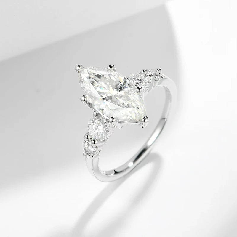 A 925 silver 3 carat horse eye moissanite special-shaped ring fashionable classic men's and women's couple ring wedding ring