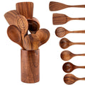 Wood Kitchenware Cooking Set Household Spatula Spoon Set Salad Spoon Fork Stirring Spoon Kitchen Baking Set With storage bucket