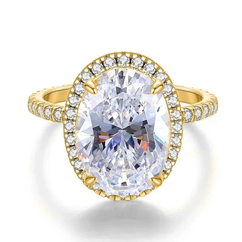 925 Sterling Silver Fashion Oval Shiny Full Zircon Ring For Women Match Daily Outfits Party Luxury High Quality Fine Jewelry