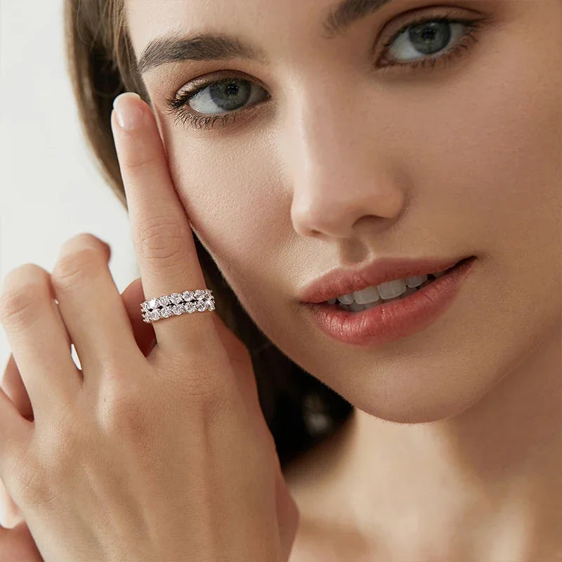 GRA 1.4ct Real Moissanite Diamond Eternity Ring for Women 925 Sterling Silver Daily Party Gorgeous High Quality Fine Jewelry