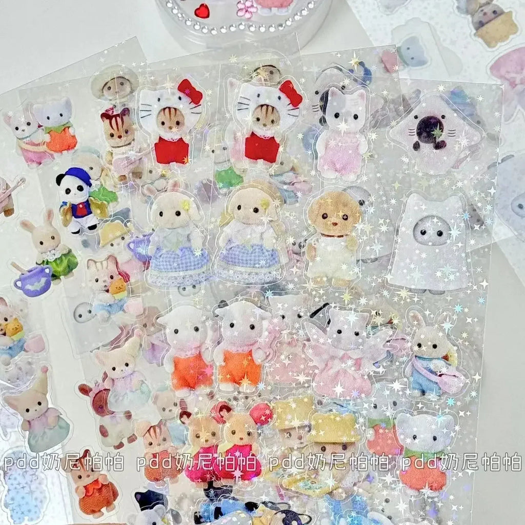 Sylvanian Families Sticker Children's Toy Kitchen Toys Girl Sylvanians Family Kids Toys for Girls Ternuries Silvania Familiy
