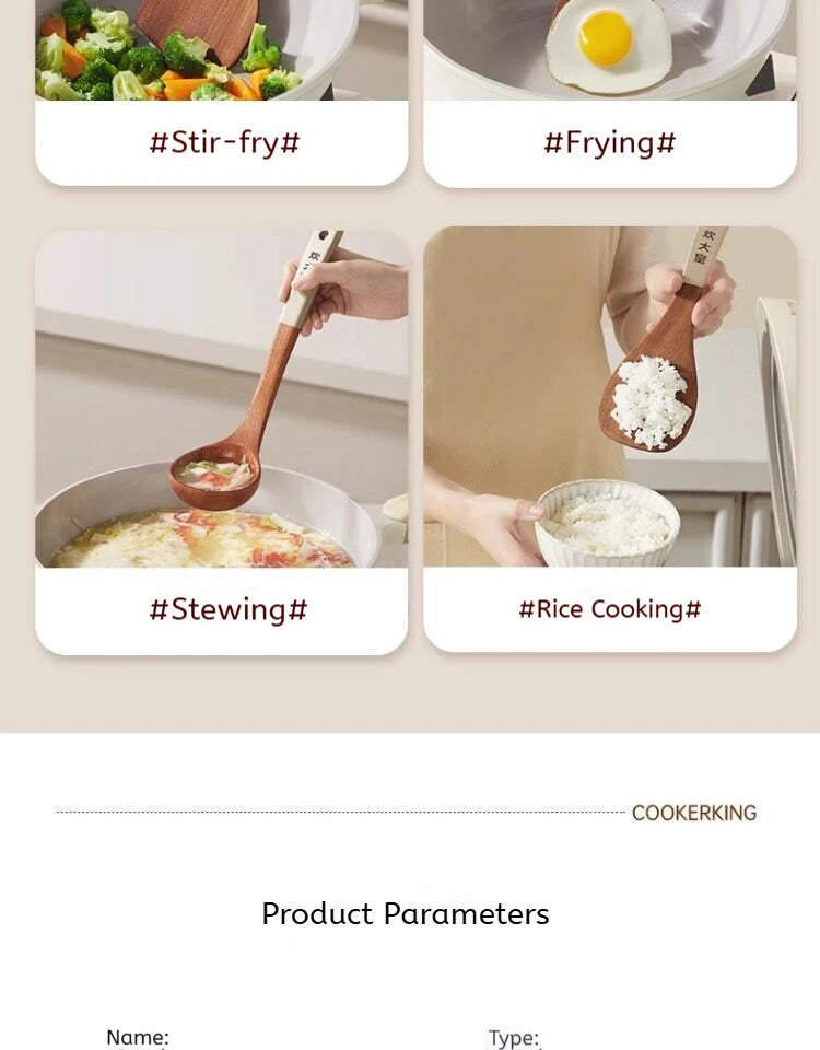 COOKER KING 4 In1 Cooking Tool Set Ebony Spatula and Spoon for Kitchen Use Kitchenware Exquisite Kitchen Tools Gift To Family