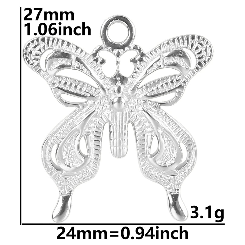 10PCS Ancient Egyptian Scarab Beetle Pendants Charms Stainless Steel Dragonfly Butterfly Pendant for Jewelry Making DIY Necklace