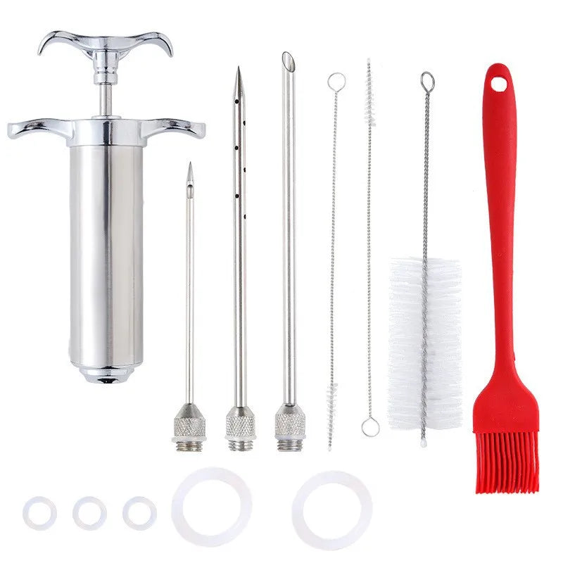 Stainless Steel Spice Syringe Set Meat Turkey Chicken Flavor Injector Kitchen Sauce Marinade Injection Home Kitchen Accessories