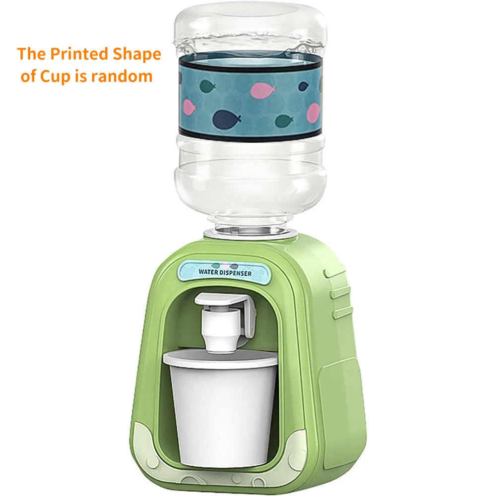 Mini Children Dual Water Dispenser Toy Cute Cold/Warm Water Juice Milk Drinking Fountain Simulation Cartoon Kitchen Toy for Girl