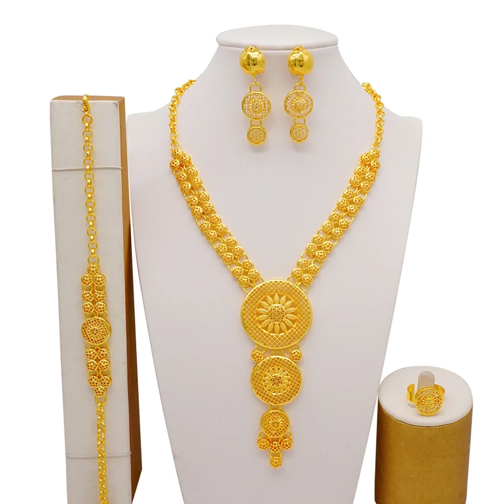 Ethiopian Fashion Women's Jewelry Set African Wedding Jewelry Set Necklace, Bracelet, Earrings, and Ring Set