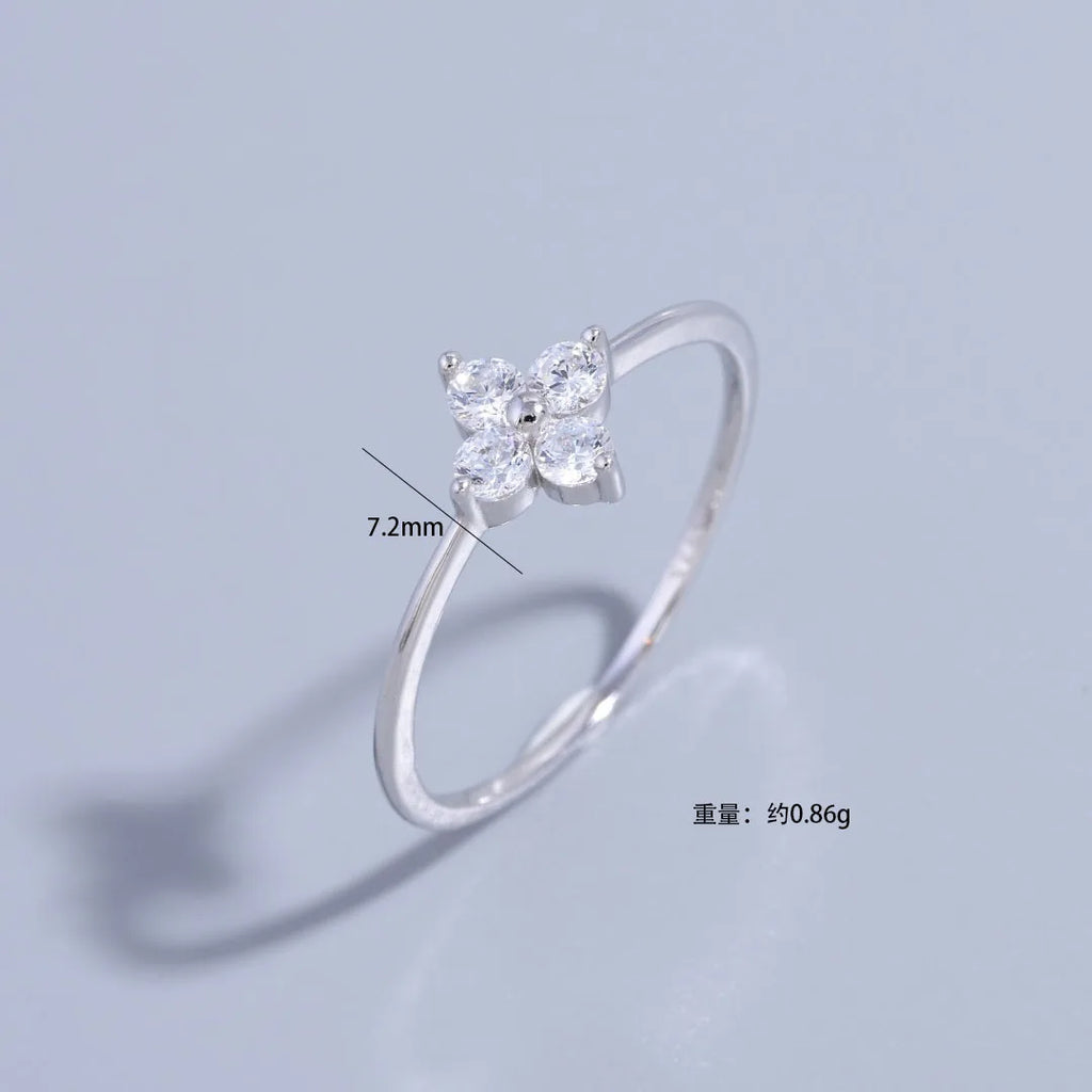 S925 Sterling Silver French Luxury Zircon Ring for Women,Simple Fashionable Jewelry Gifts Accessories Wholesale Dropshipping