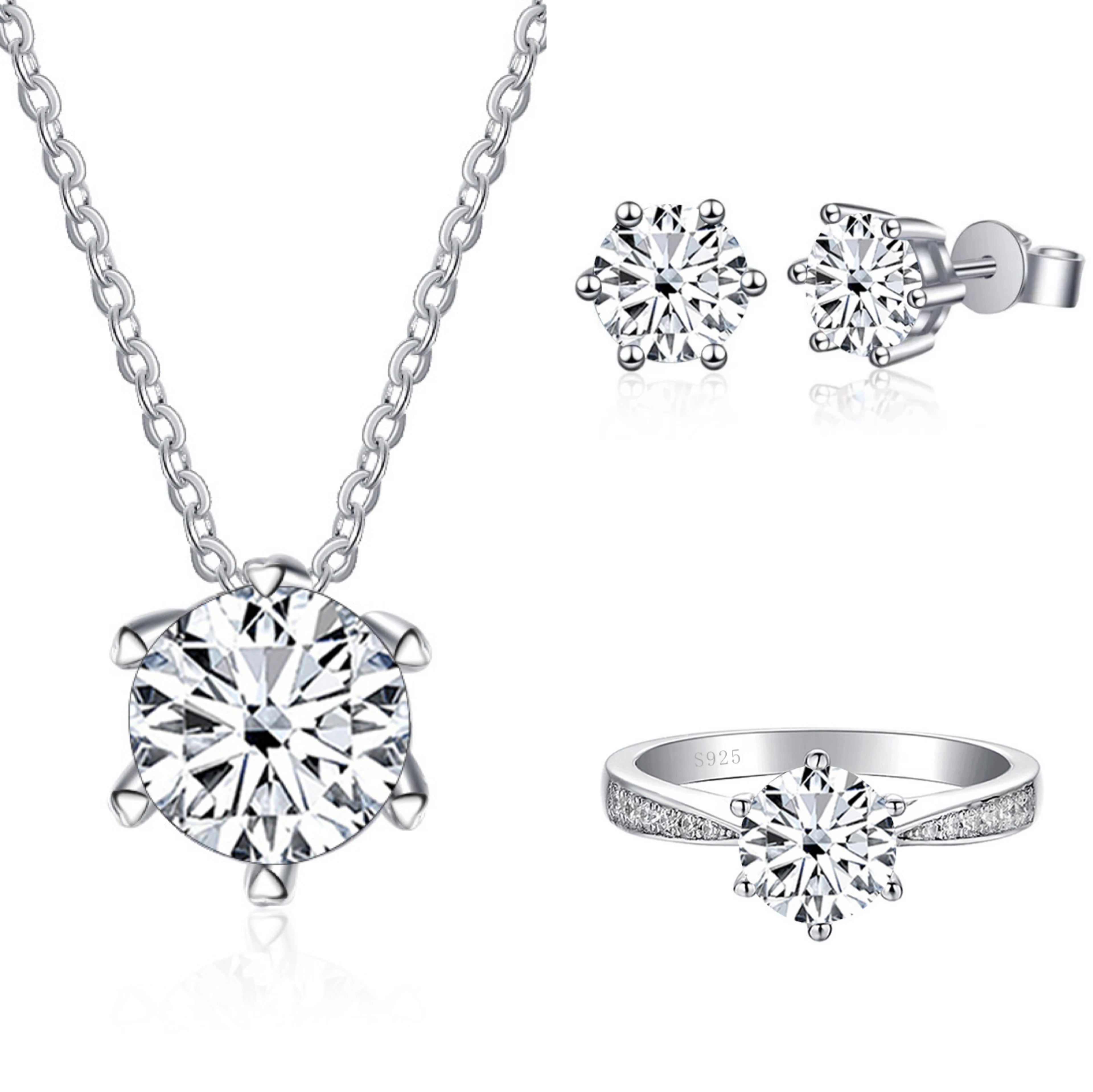 JoyceJelly Moissanite Jewelry Set With 1CT D Color VVS 3EX moissanite stone pass diamond test Wedding Luxury Fine Jewelry gift