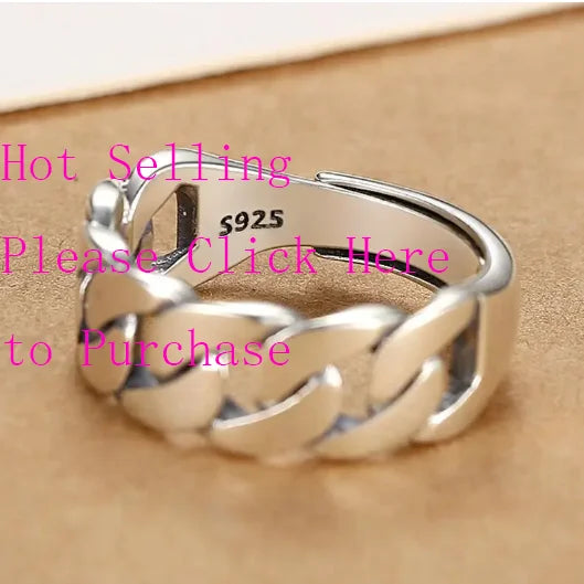 925 Sterling Silver Rings for Women Couple Minimalist Handmade Simple BIg Ring Party Jewelry Gift Prevent Allergy
