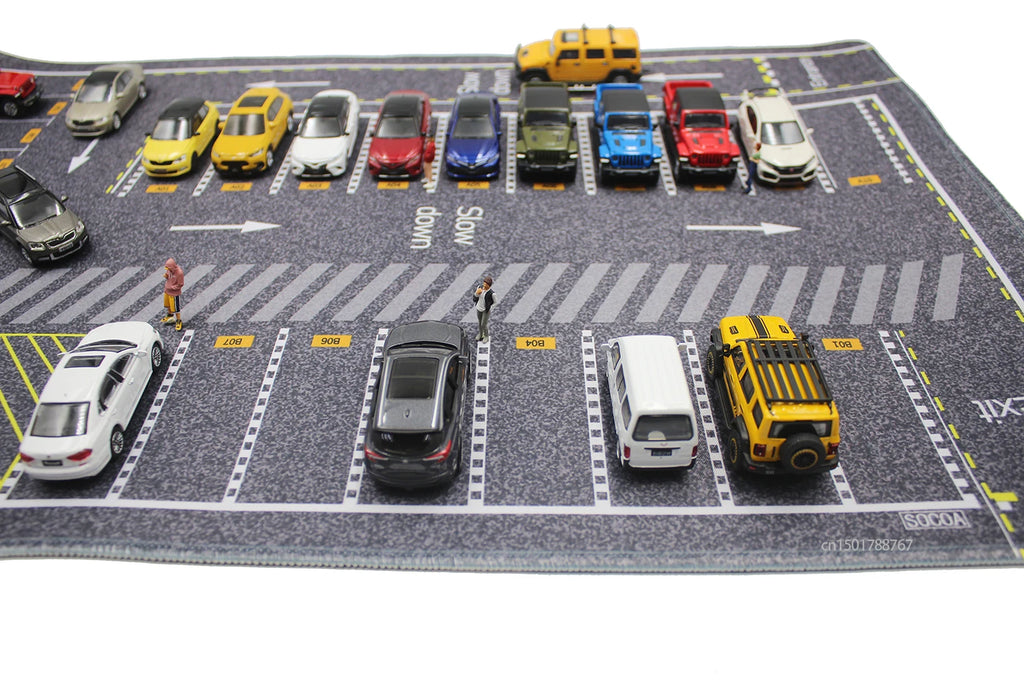 1:64 Scale Parking Road Garage Football Field Toy Mat Mouse Pad For Diecast Car Model Dolls Scene Display