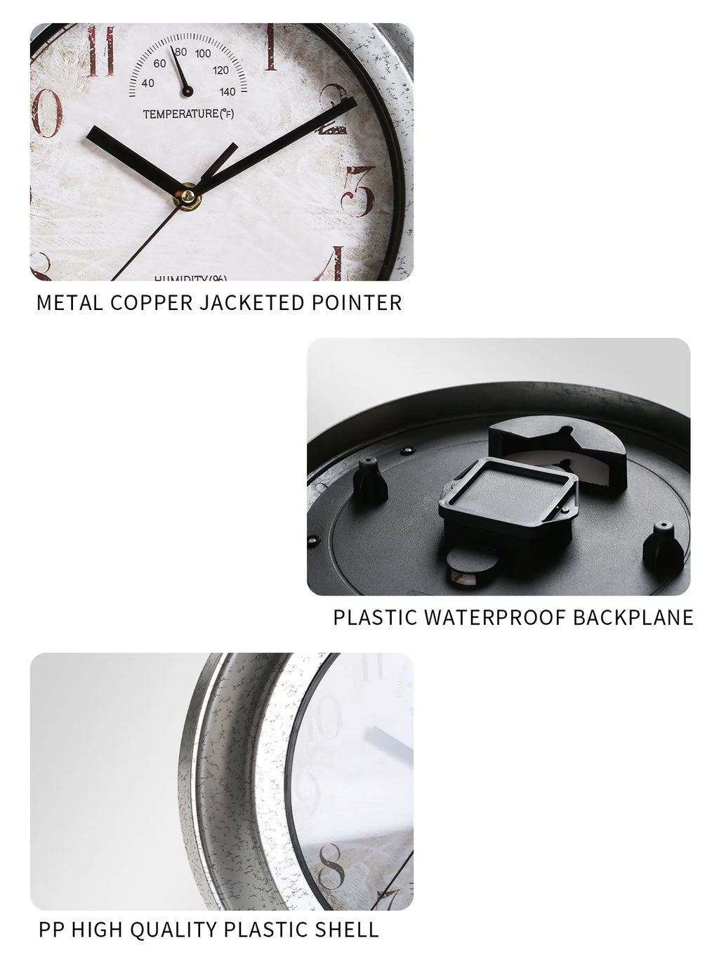 12 Inch Outdoor Waterproof Wall Clock Bathroom Kitchen Patio Shop Living Room Decorative Wall Clock Stylish Silent Wall Clock
