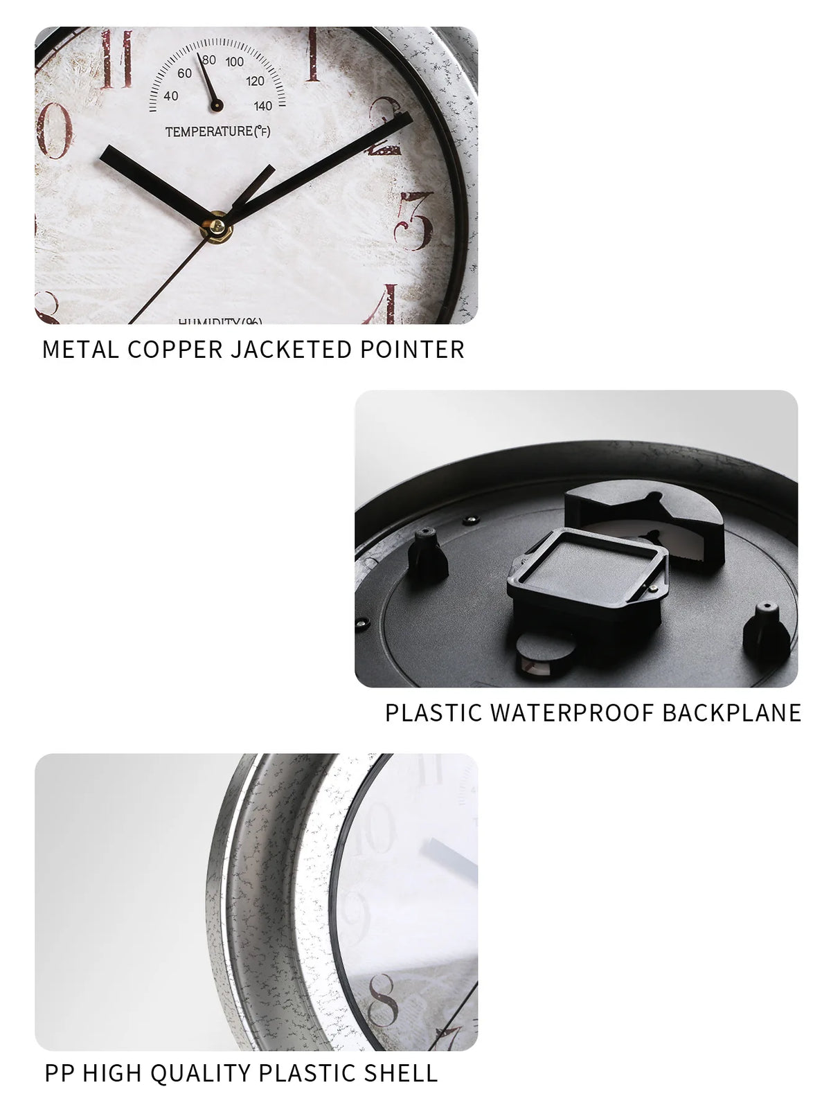 12 Inch Outdoor Waterproof Wall Clock Bathroom Kitchen Patio Shop Living Room Decorative Wall Clock Stylish Silent Wall Clock