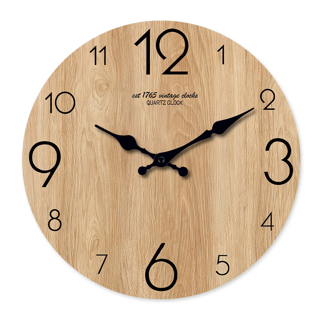 Modern Wood Grain Texture Pattern Wooden Wall Clock 10-16inch , No Second Hand Design, Silent Without Ticking, Battery Powered, Suitable for Living Room, Bedroom, Kitchen, Home Decoration, Silent Quartz Clock, Holiday Gift, M