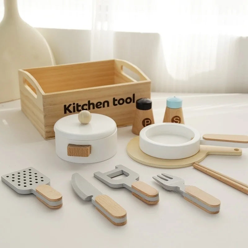 Children's Wooden Fruits and Vegetables, Joyful Play at Home Toys, Wooden Simulation Kitchen Toys, Girls Cooking Food