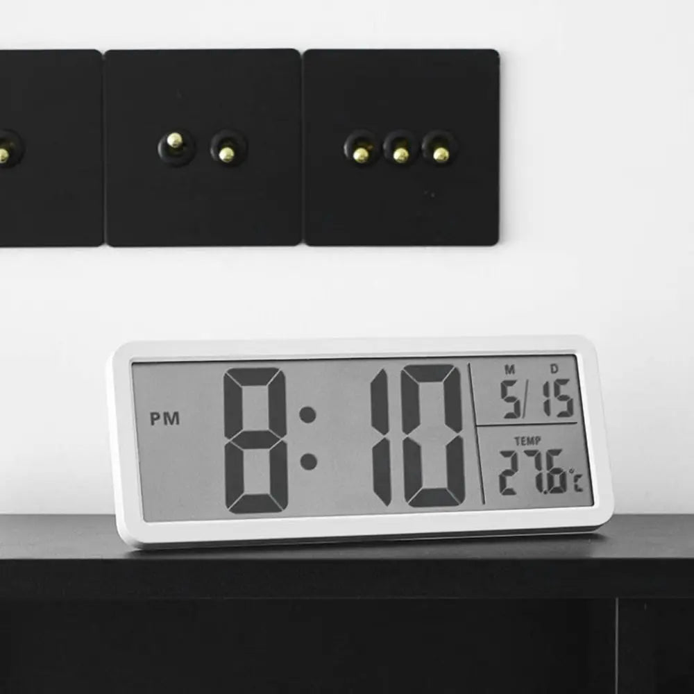 New Wall-mounted Electronic Wall Clock Multi-functional Temperature Digital LED Clocks 12/24H Voice Control Display Table Clock