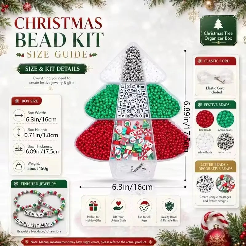 Christmas DIY Bracelet Making Bead Set Storage Box Festive Beads for Bracelet Keychain Holiday Craft Handmade Jewelry Craft