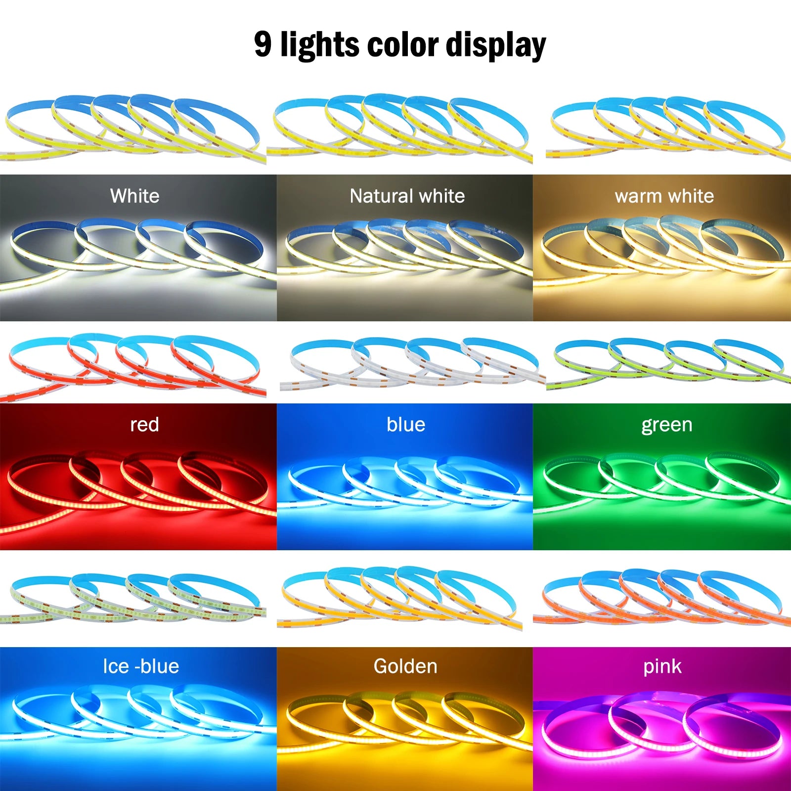8MM COB LED Strip Light 5V 320LEDs/M Motion Sensor Dimmable Flexible LED Tape Ribbon USB/Battery Powered DIY Backlight for Room