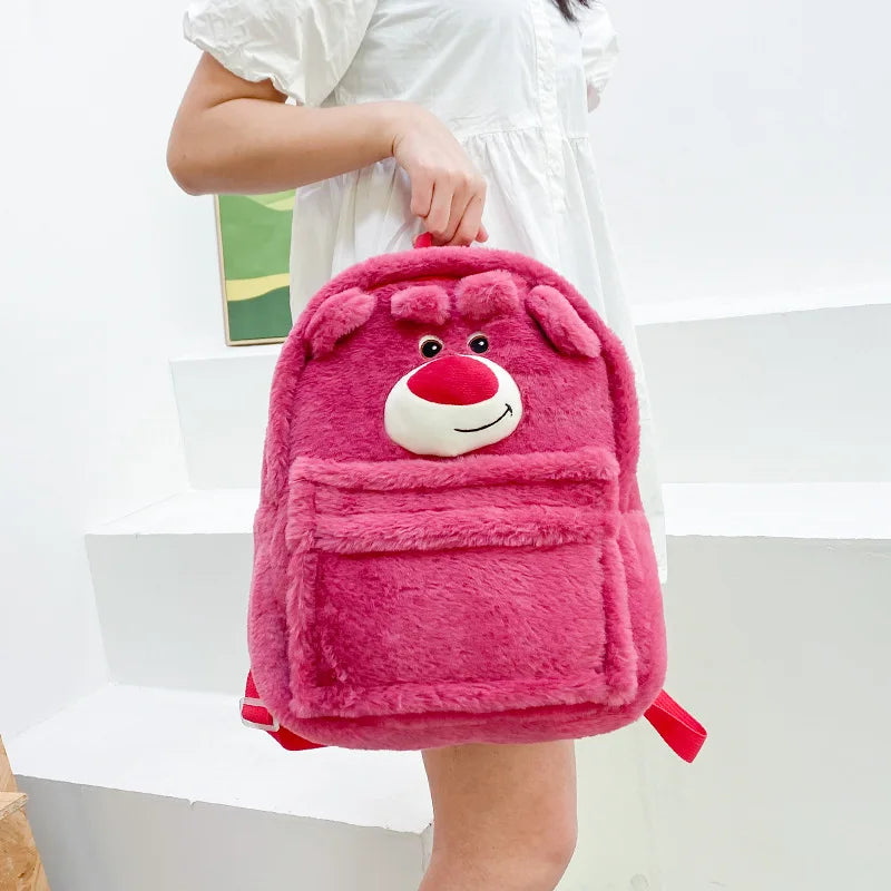 New Lotso Alien Cartoon Funny Plush Backpack Students Large Capacity Bag Girls Casual Soft Stuffed Schoolbag Lightening Bag