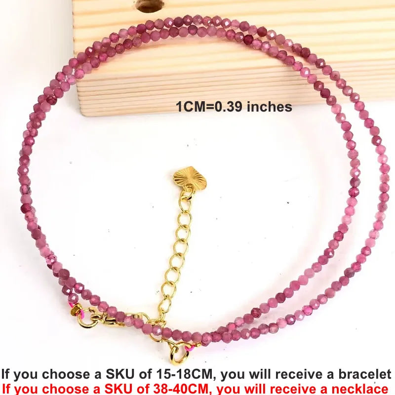 Natural Gemstones 2mm Cutting Angle beads Necklace Tourmaline quartz garnet zircon Bracelet Choker Men Female Jewelry Party Gift