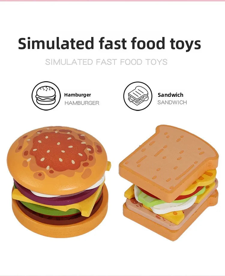 Montessori Wooden Burger Stacking Toys for Toddlers Kids Preschool Educational Toys Play Food Matching Birthday Toy For Kids