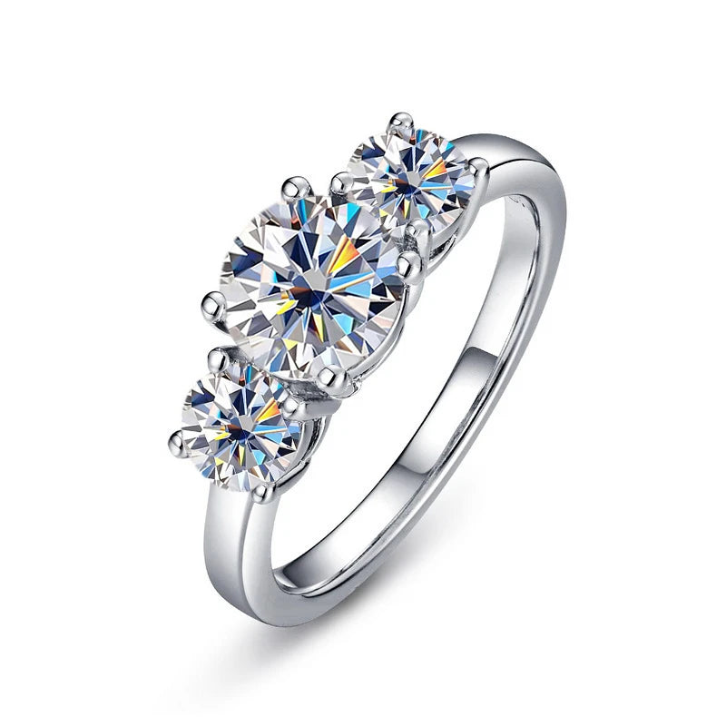 JoyceJelly S925 Sterling Silver Colors Moissanite Ring 2CT 4CT Total Full Moissanite Diamond Jewelry For Wedding Engagement Gift