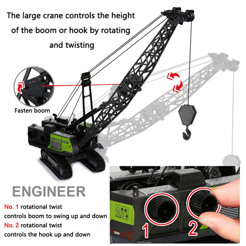 Engineering Diecast Tower Crane Forklift Bulldozer Excavator Vehicle Model Toys for Boys Alloy+Plastic Tractor Inertial Driving
