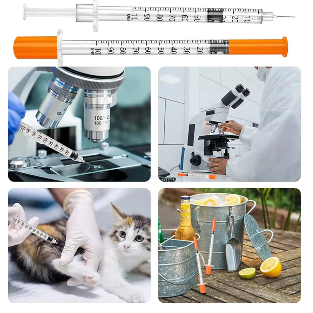 Individually Wrapped Manual Push Veterinary Plastic Syringes With Needles Disposable Style For Lab Pets Pigs And  Farm Livestock