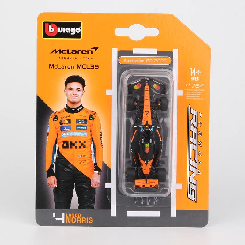 Bburago 1:64 2025 F1 Alloy Car Model SF25 RB21 W16 MCL39 Red Bull Mercedes Ferrari McLaren Formula Racing Diecast Toy
