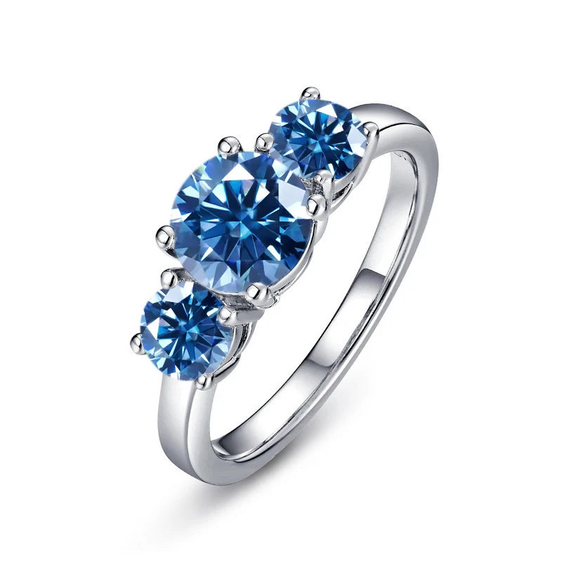 JoyceJelly S925 Sterling Silver Colors Moissanite Ring 2CT 4CT Total Full Moissanite Diamond Jewelry For Wedding Engagement Gift
