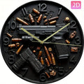 Artistic Wall Clock with Gun & Bullet Design - Silent Non-Ticking Battery Operated Clock for Living Room, Bedroom, Office, Kitc